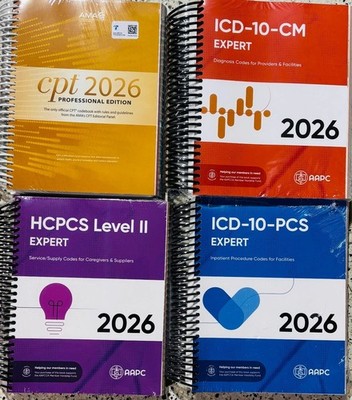 AMA CPT Book, ICD-10 Code Book, HCPCS Book, ICD-10-PCS, Print Book Set - 2026