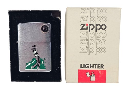 1981 Zippo Sports Series Golfer Golfing Scene Unfired in Box w/ Price Sticker