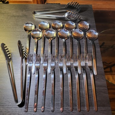 WMF Cromargan WMF109 21 Pc Set Spaghetti Forks Spoons Tongs Stainless Flatware