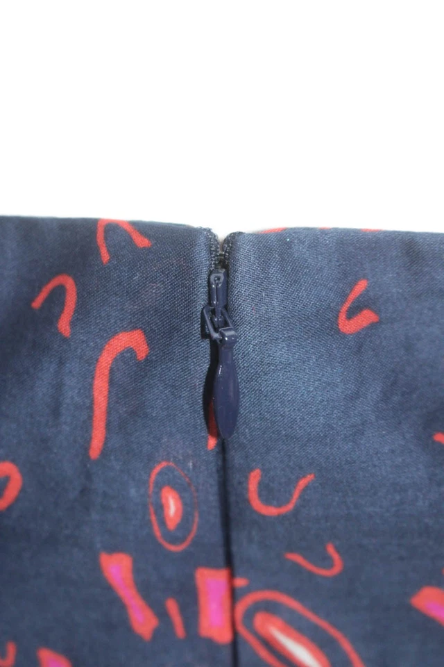 Christian Dior Womens Cotton Abstract High-Rise Wide Leg Pants Navy Size 4 - Image 4 of 4