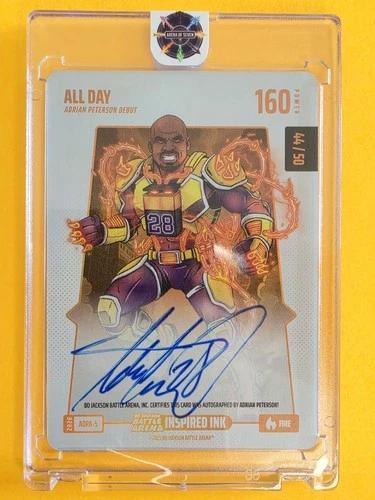 2026 All Day Adrian Peterson /50 Bo Jackson Battle Arena Fire Inspired Ink Auto