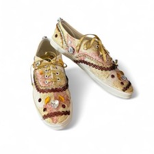 Vintage 1990s Handmade Embellished Canvas Sneakers Women s Size 7