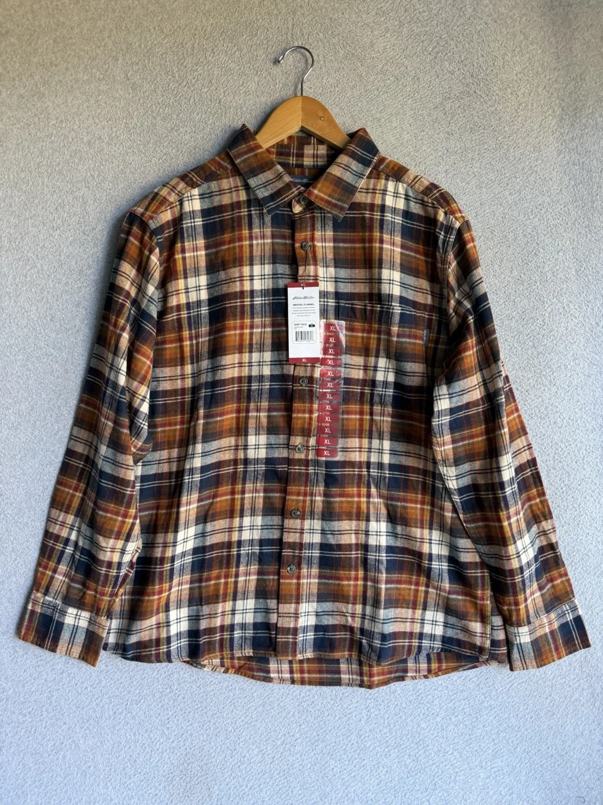 Eddie Bauer Shirt Mens XL Plaid Bristol Flannel Outdoors Lumber Camp Hiking NWT