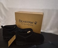 BEARPAW Super Shorty Wide Women  s Slippers 7W Black Suede Slip On Lined