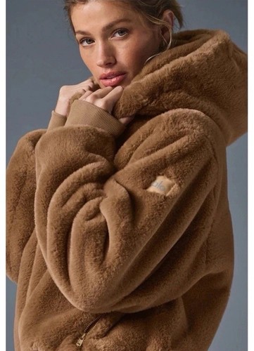 Alo braune Foxy Sherpa Jacke mit abnehmbarer Kapuze Größe S