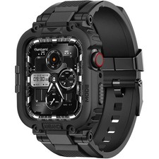 Rugged Case for Apple Watch Series 9 8 7 45mm SE 3 2 1 6 5 4 44mm Black Men