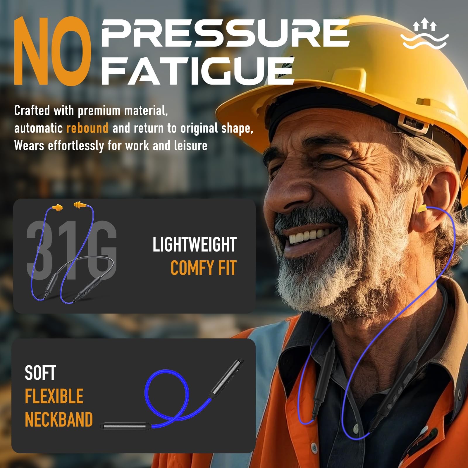 MIPEACE Bluetooth Earplug Headphones, Neckband Ear Protection Work earbuds-29...