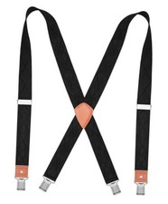 Mens Suspenders Heavy Duty 1.4 Inch X-Back 43" : 24"- 43" Black Plaid