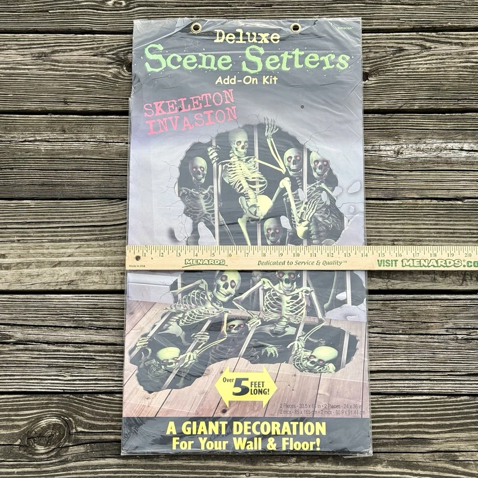 Setters de escenas de lujo esqueleto invasión Halloween 5 pies pared puerta decoraciones Foto 4 de 4