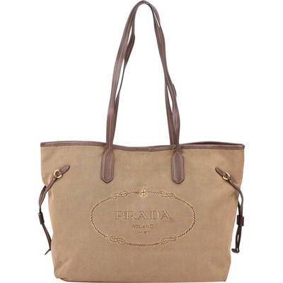 Prada Brown Jacquard City Shoulder Bag Tasche