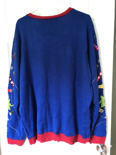New Jolly Sweaters Ugly Christmas Sweater Knit Faux Cardigan Jumper Bow Tie XXL - Picture 4 of 10