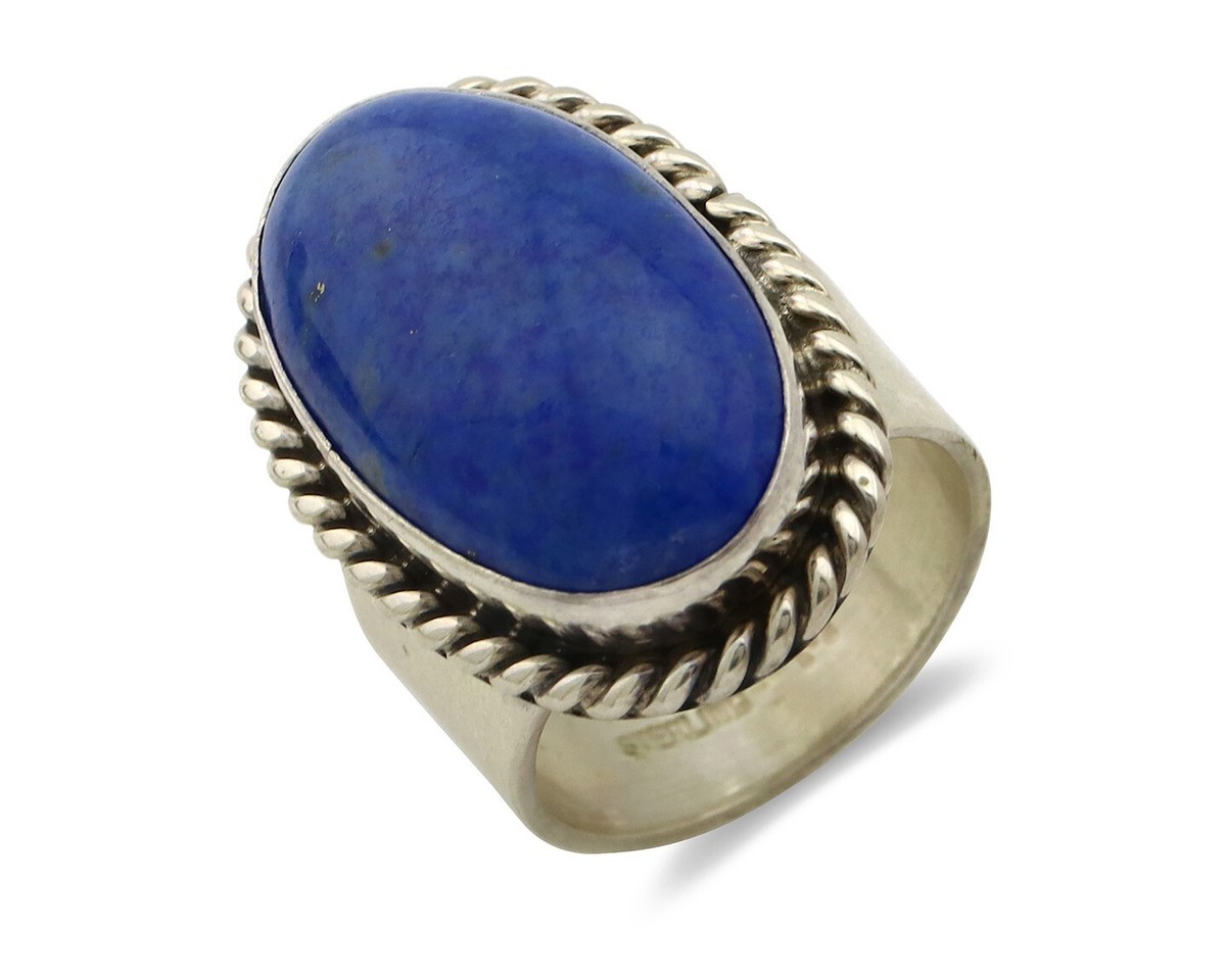 Navajo Ring 925 Silver Natural Lapis Artist Signed Wilbur Musket