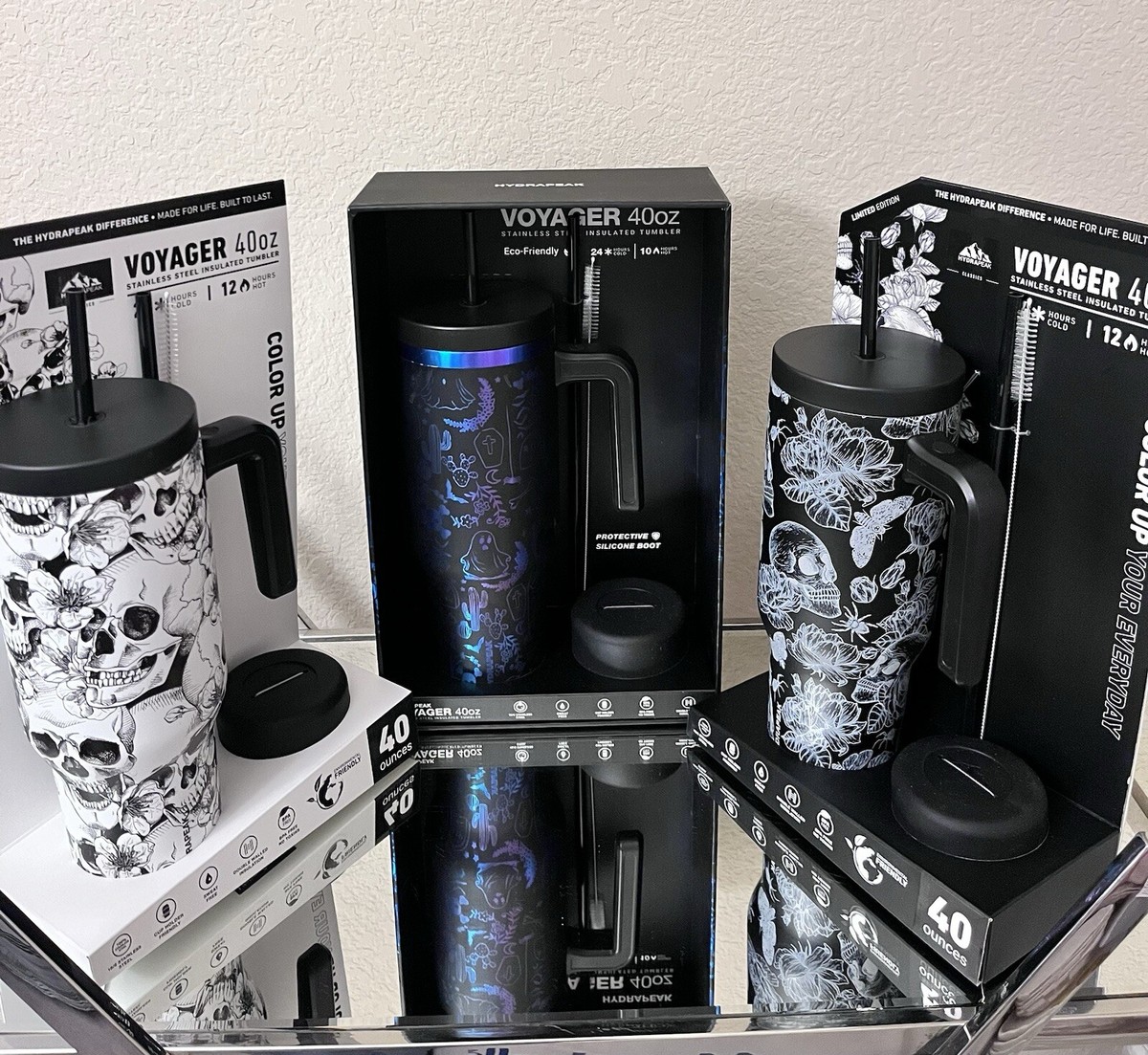 3- NIB HALLOWEEN GHOST,SKULL HYDRAPEAK VOYAGER 40 OZ TUMBLER