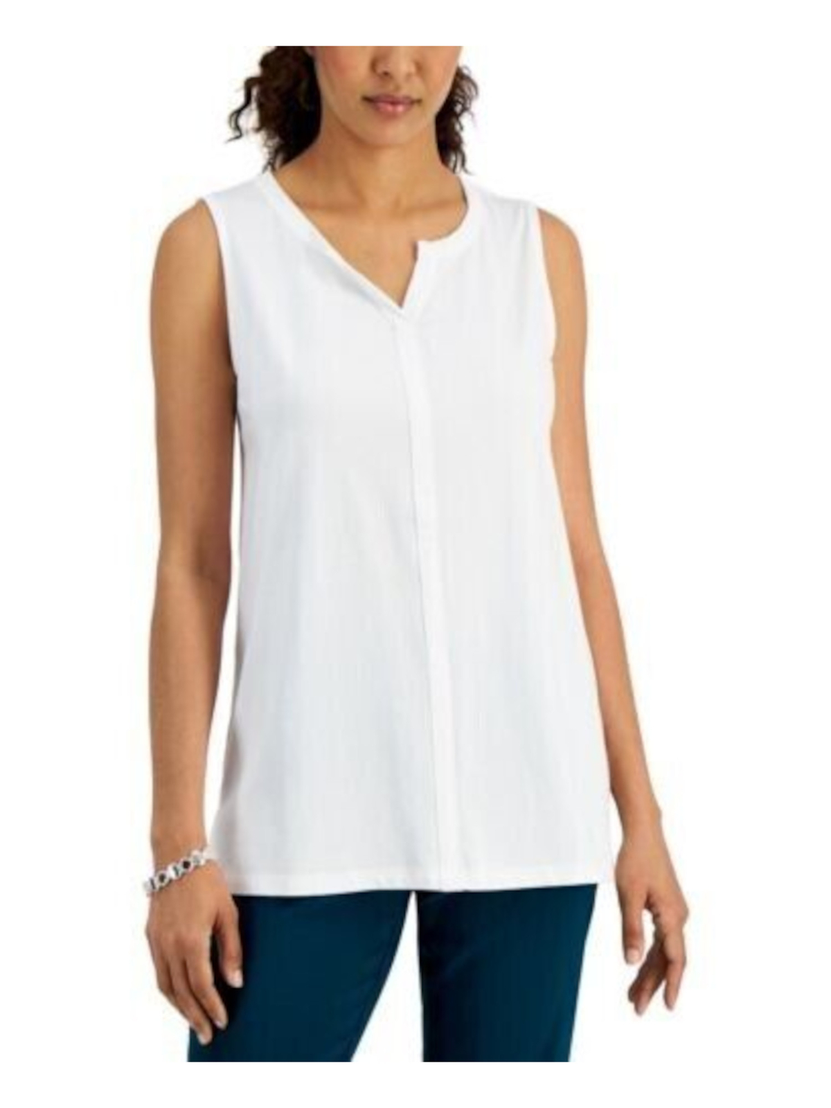 Женская белая туника без рукавов с разрезом KAREN SCOTT, топ M