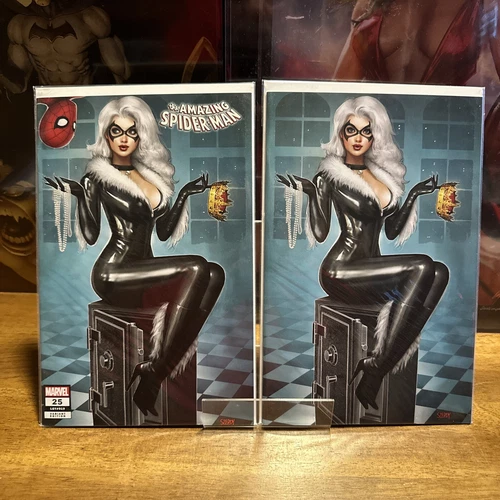 AMAZING SPIDERMAN #25 EXCLUSIVE SZERDY TRADE & VIRGIN SET BLACK CAT