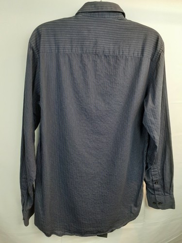 Alfani Mens Long Sleeve Dress Shirt Blue/Black/White Striped Size 15 34-35 - Picture 2 of 9
