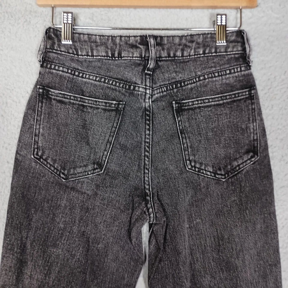 Jeans PacSun Mom donna 23 grigio denim lavaggio scuro gamba dritta zip mosca retrò Y2K - Immagine 4 di 4