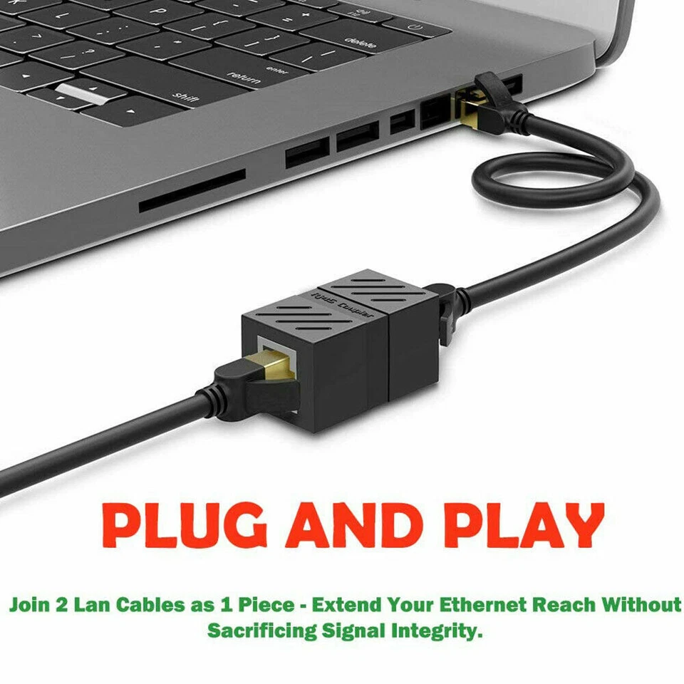 RJ45 Ethernet Coupler Adapter Connector Joiner Cable Extender For Cat 7 6 5 E - Image 2 of 4