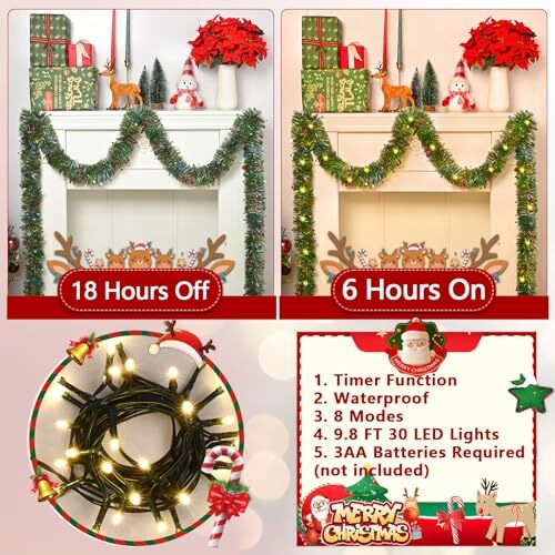Weihnachtsdekoration - 14,7 Fuß Weihnachtsgirlande, flauschig weich Lametta 1 Packung - Bild 7 von 7