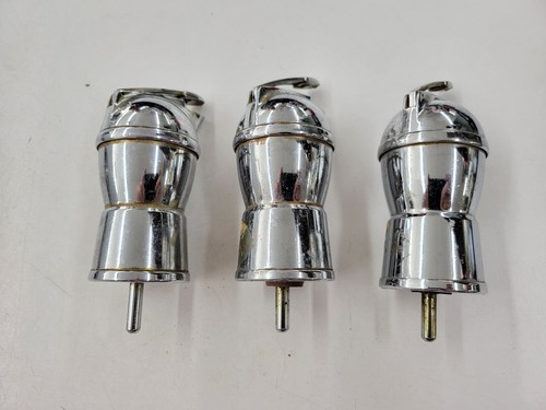 Vintage Set Of 3 Chrome Liquor Bottle Pourer Spout Stopper Mid-Century Bar Deco - Picture 5 of 9