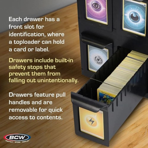 BCW 6-Drawer Card Storage Bin – Acid-Free Plastic Catalog for Collectible Cards - Picture 5 of 16