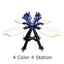 N442L Micro-registration 4 Color 4 Station Screen Printing Press w/ Stand 006445