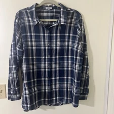 Rebecca Malone Blue Plaid Button Up Women's Size 2XL
