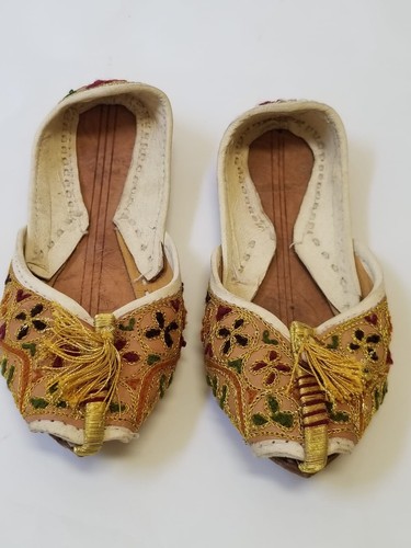 Kids Toddler Girl 2-3 Years Khussa Shoes 7” Pakistani Wedding Eid Festival Gold - Picture 2 of 8