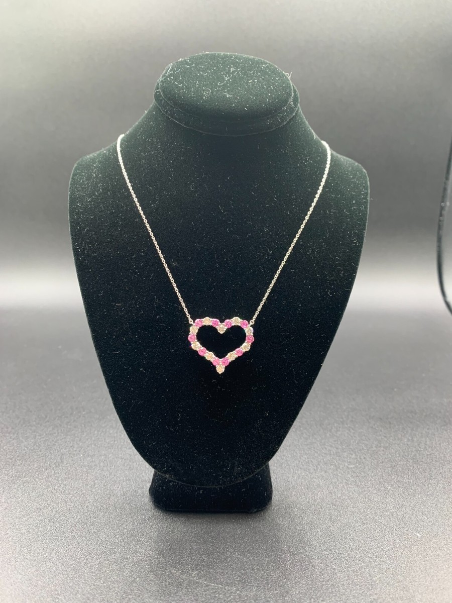 Tiffany & Co. Platinum Diamond and Pink Sapphire Heart