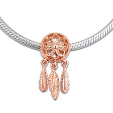 Pink Rose Gold S925 Silver Charms Bead Pendant Dangle For Bracelet Bangle Chain