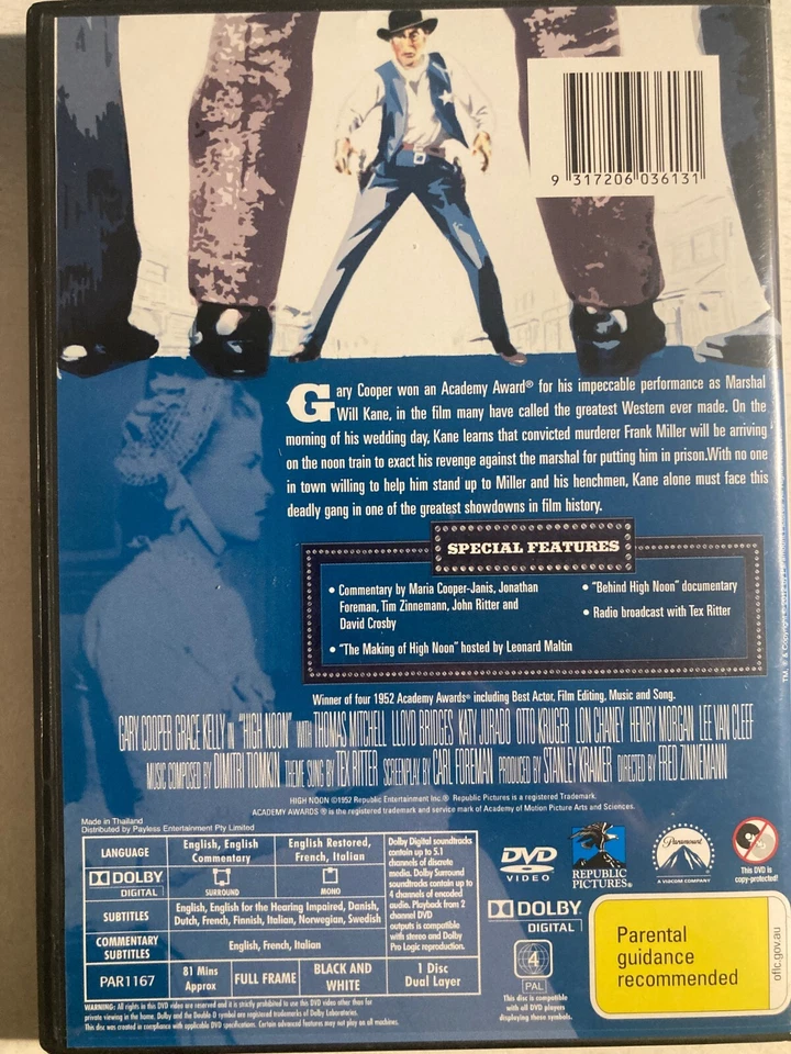 HIGH NOON DVD 1952 Gary Cooper Grace Kelly - Image 2 of 2