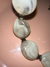 Chunky Lucite Bead Chain Necklace, Vintage 1990 Icing NWT White Swirl 22