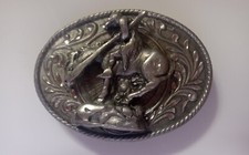 1982 Siskiyou Buckle Co. Inc. Horse With Indian Rider Metal Belt Buckle