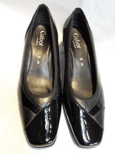 gabor black patent court shoes