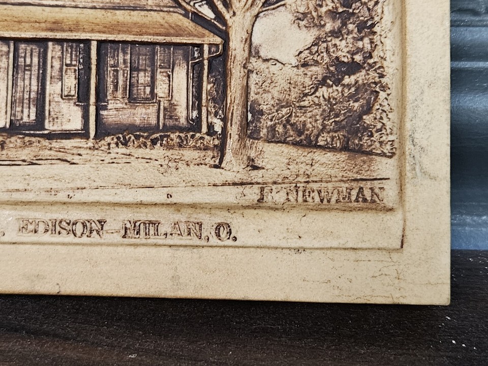 Vintage Milan Ohio Thomas Edison Birthplace Porcelain Wall Plaque