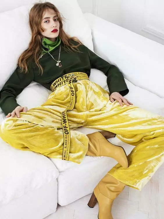 MOST COVETED Celine Yellow Crushed Velvet Pants