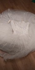 Size 10 ~ Wedding or Quince Ivory Dress Sequins Faux Button MoriLee $1500