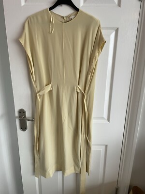 cos yellow silk dress COS Women's Sculpted Dropped-Waist Midi Dress in Yellow | Cotton