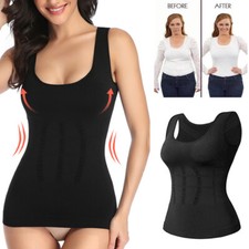Womens Soft Built in Bra Tummy Control Camisole Shaper Tank Top Body Shaper Vest
