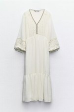 ZARA NWT WOMAN EMBROIDERED MAXI DRESS SAND Size XS2298/091
