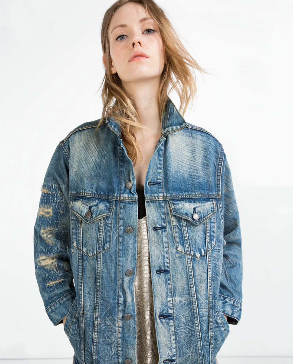 Jeans jacket oversized zara sales