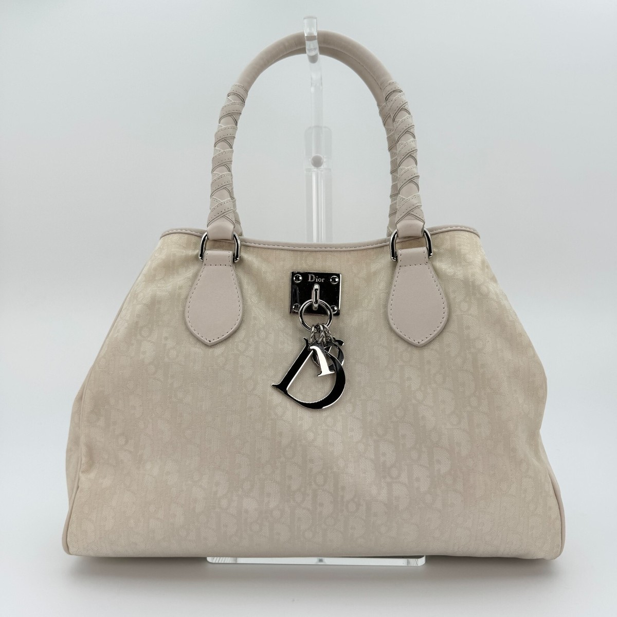 Christian Dior Trotter Handbag Tote Bag Handbag Ivory White