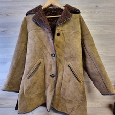 Richard Draper Womens Genuine Sheepskin Coat Beige Made In Glastonbury Uk 16 38"