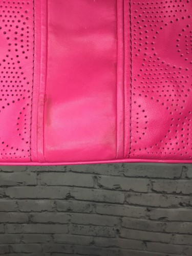 COACH SIS Perforated Leather Tote Bag Purse Watermelon Pink stained - Picture 7 of 7