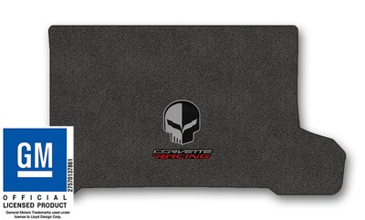 Corvette C7 Carpet Deck Mat with Jake Skull & Corvette Racing Logo - Medium Grey