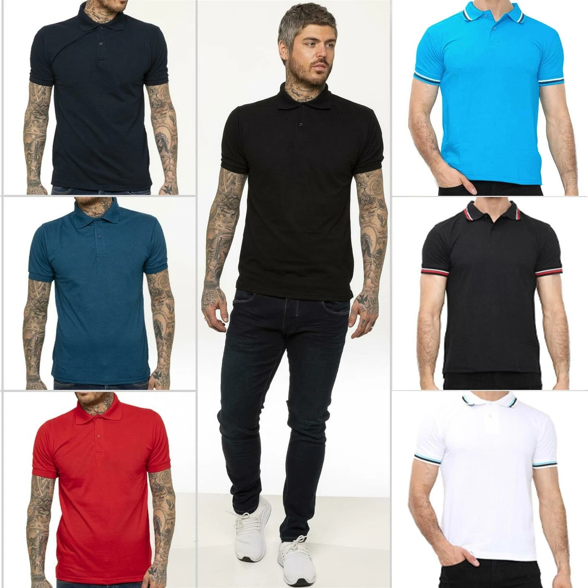 Enzo Uomo Regolare T Shirt Manica Corta Tinta Unita Girocollo Cotone Casual Top