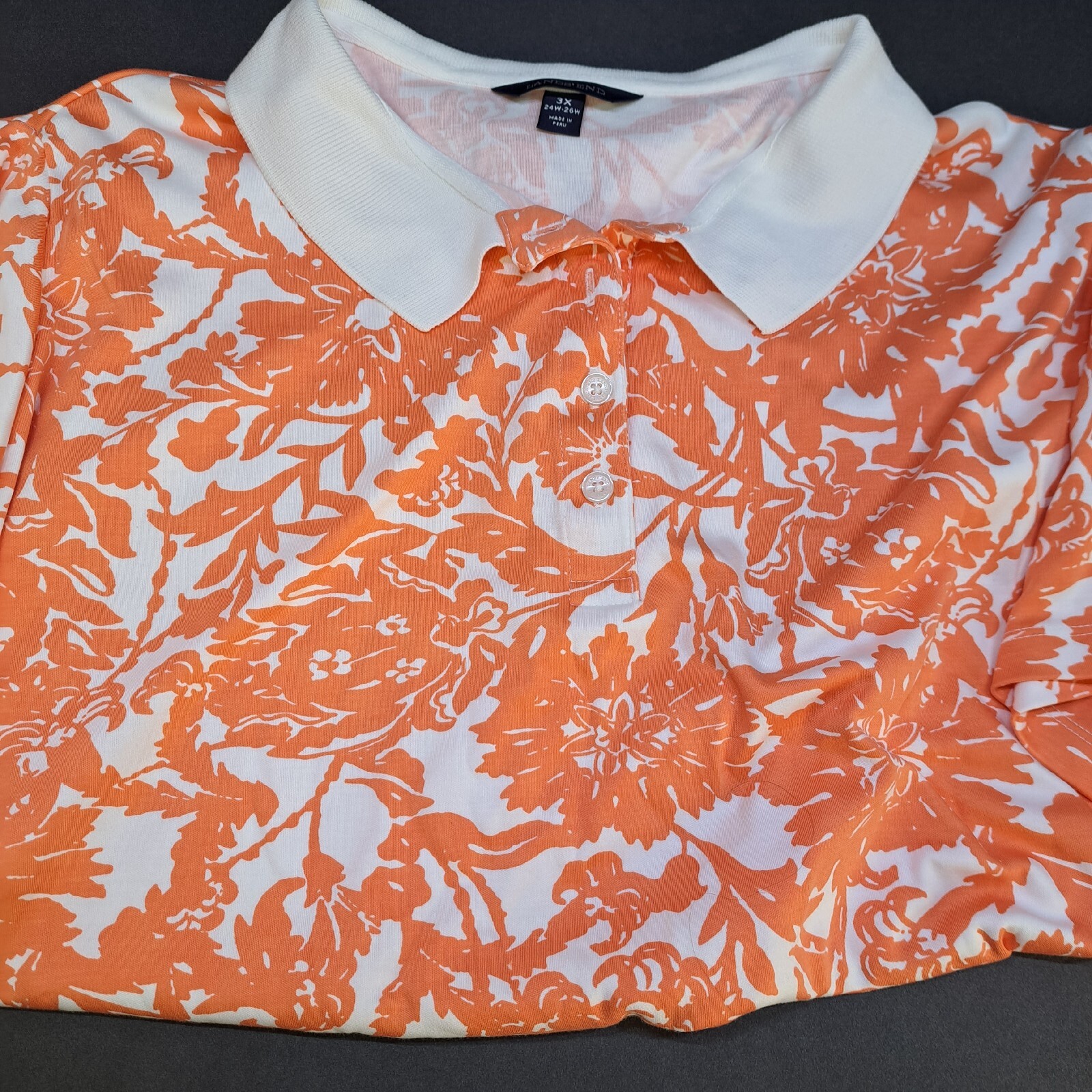 lands end womens t shirt size 24w26w polo floral orange and white eBay