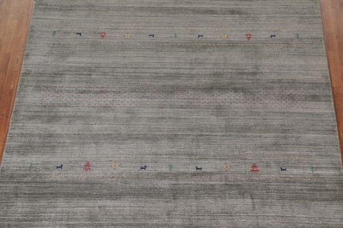 Eye-catching Gabbeh Area Rug Green Handmade Wool 8x10 ft - Picture 4 of 21