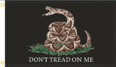 Gadsden Live Rattlesnake Don't Tread On Me Black USA 3'X5' Flag Rough Tex  100D