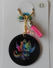 50mm Balck Acrylic Dragon Keyring + Tassel